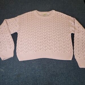Miss Mango Lavender Pointelle Knit Sweater Lilac Scalloped Open Knit Size 16